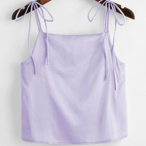Romwe Tie Strap Purple Cami